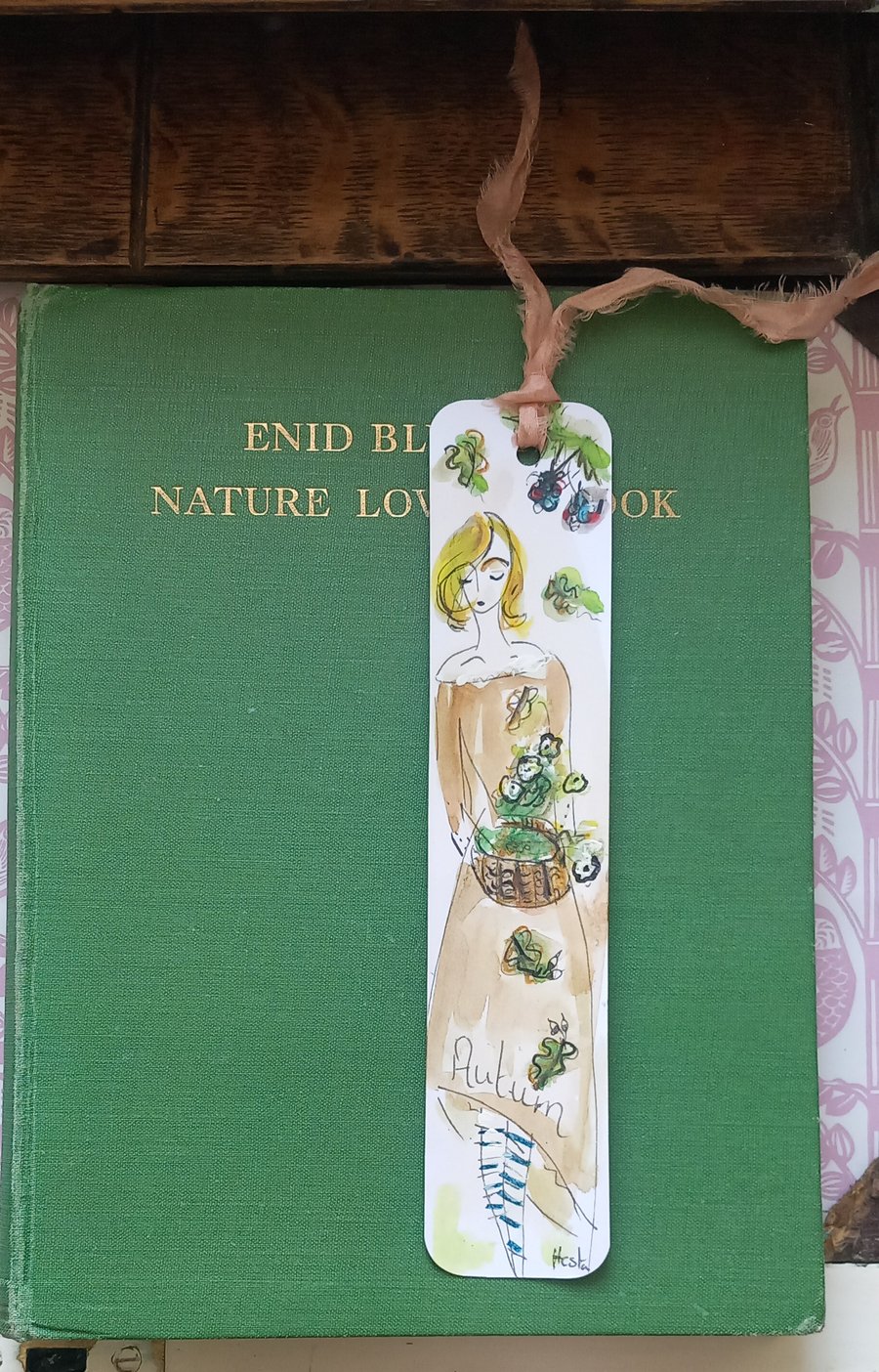 Hand painted book marks. 'Autumn girl'