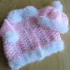 14" Newborn Pink & White Matinee Coat and  Hat Set