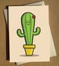Cute Cactus Cartoon Birthday Anytime Greeting Card A6