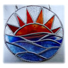 Sunset Sea Stained Glass Suncatcher Handmade 001