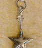 Double star necklace, handmade in pure silver with clear Swarovski crystal bead - Image 1