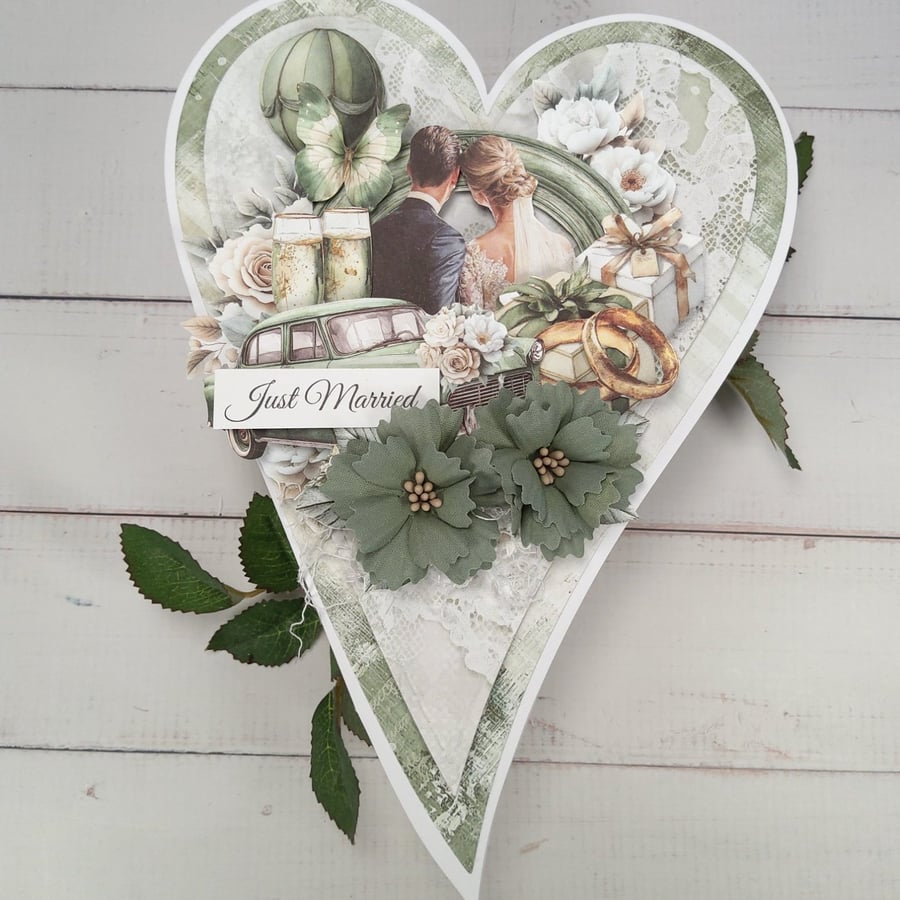 Handmade Wedding Card - Asymmetric Heart Shaped Card (125) Luxury Wedding Card.