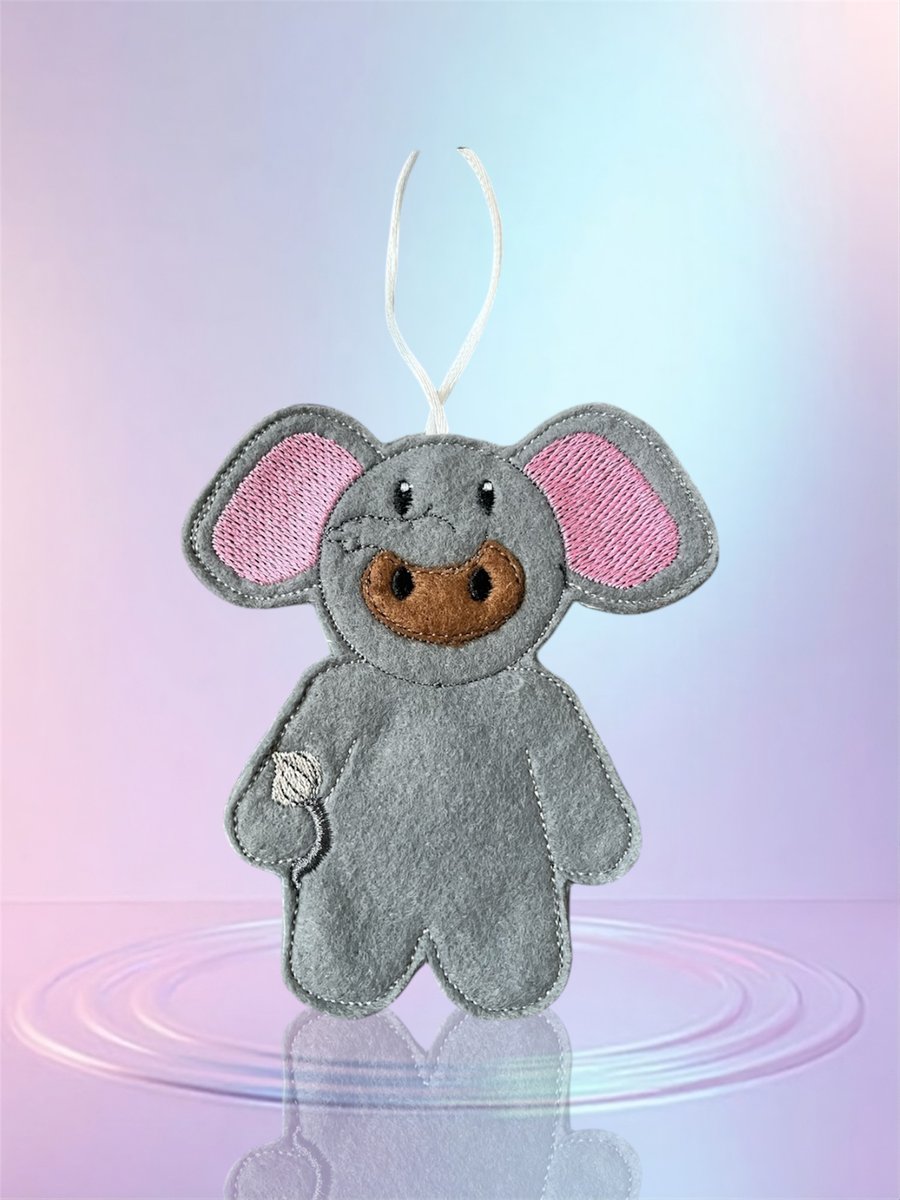 Gingerbread dressed up as an elephant Embroidered Hanging Keepsake