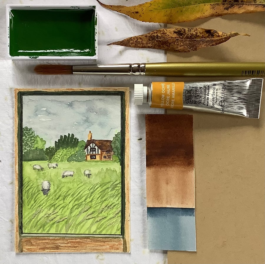 ACEO original art - View from the Train