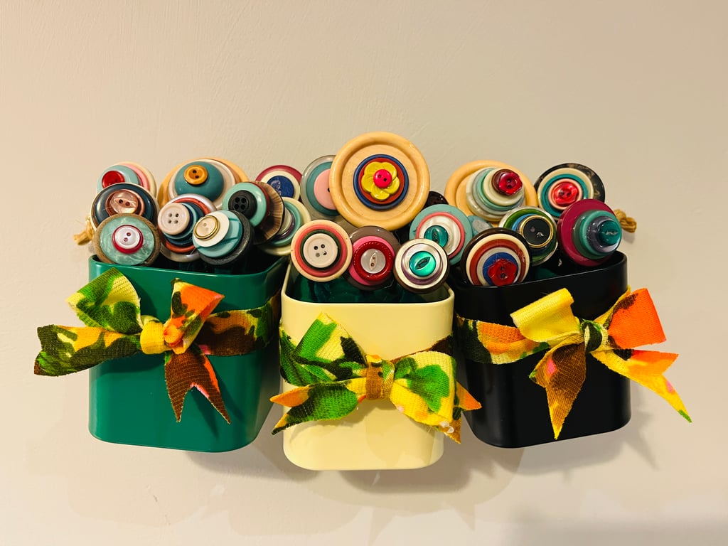 Beautiful Maximalist Wall Decor 'Flower-Bomb', With Vintage Buttons & Fabric