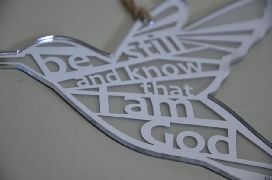 'Laser Tweet' - Psalm 46 (acrylic, 10cm)