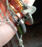 Frosty aqua sea glass, silver and seed-bead swivel necklace pendant. - Image 4