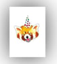 Happy Red Panda in Party Hat - Cute - Postcard - A6 Print - Image 2