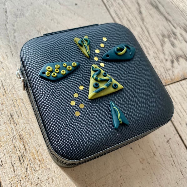 Polymer Clay Geometric Design Travel Jewelry Box 