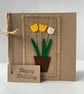 Handmade Birthday Card. Yellow and cream flowers from wool felt.  - Image 2