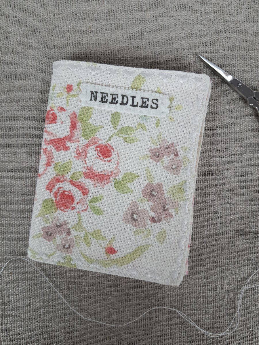 Handmade Floral Linen Sewing Needle Case