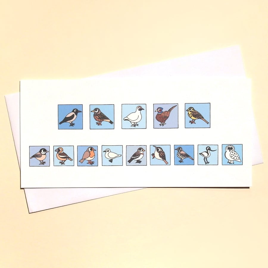 Christmas Card with Cute Birds - puzzle card for birders and twitchers L-HCB