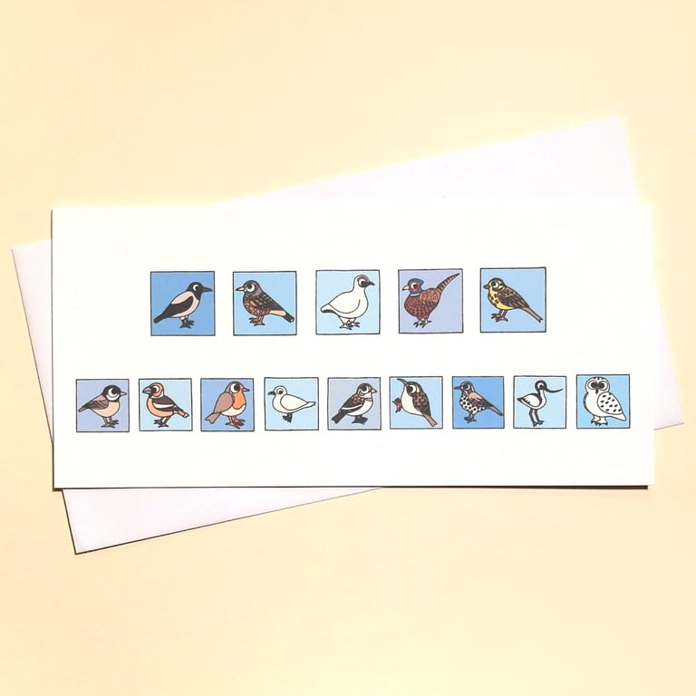 Christmas Card with Cute Birds - puzzle card for birders and twitchers L-HCB