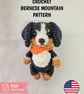 Bernese Mountain Dog Crochet Pattern PDF - Amigurumi Berner Puppy Bag Charm