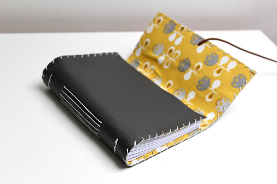 Faux Leather handmade grey notebook 