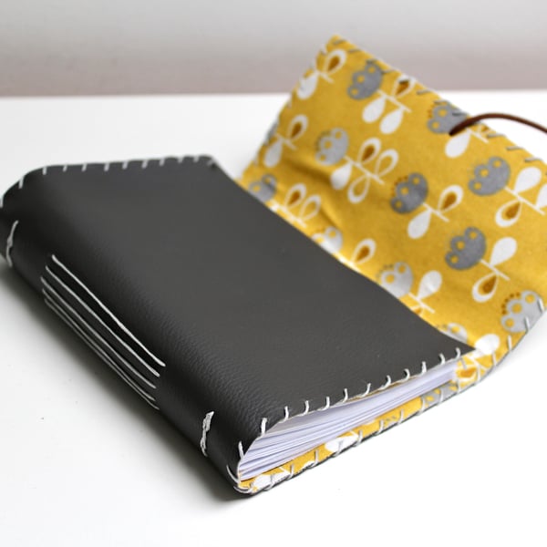 Faux Leather handmade grey notebook 
