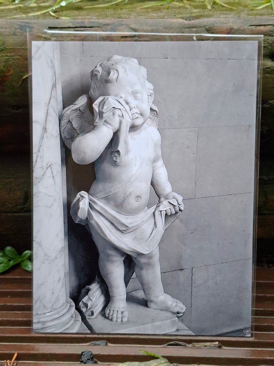 Crying Cherub Statue 8x6 photo print gothic cathedral grey