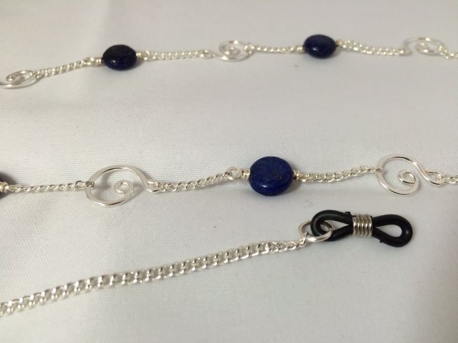 Lapis lazuli coin bead lanyard