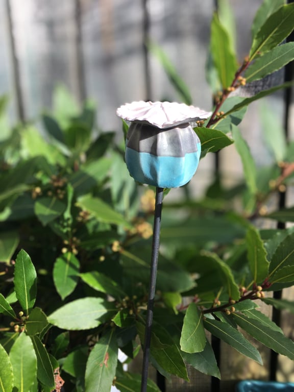 Ceramic garden stake, handmade garden art, indoor or outdoor garden stake