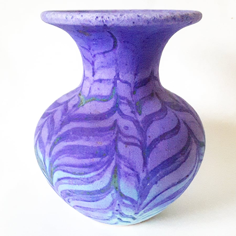 Ceramic Vase in Blue Purple Turquoise Glazes