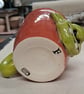 Fungus Larger Ceramic Mug, Coral Red , Green and Tin white glaze. - Image 3