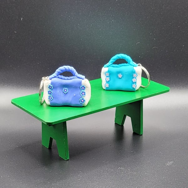 Polymer clay handbag keyring 112 scale miniature novelty gift