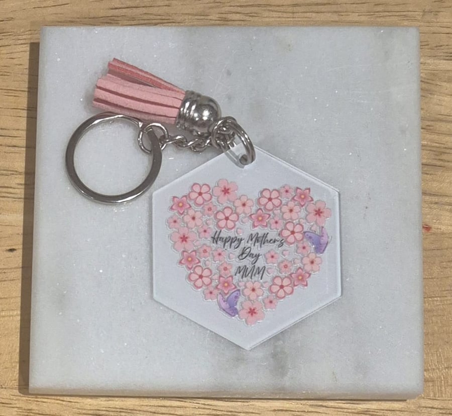 Flower Heart Happy Mother's Day Keyring