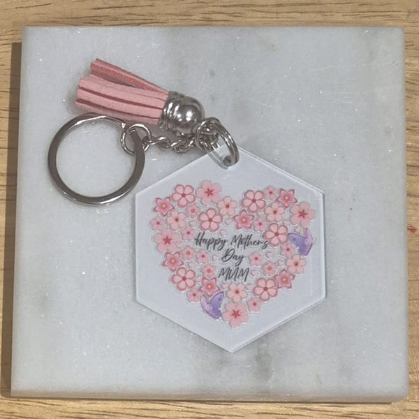Flower Heart Happy Mother's Day Keyring