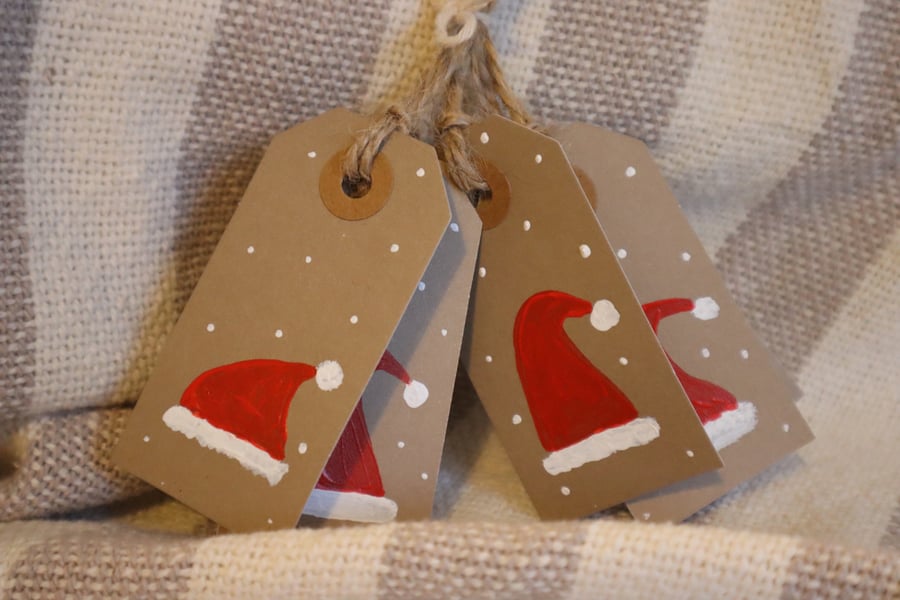 Christmas hat gift tags - 5 tags