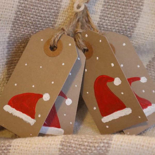 Christmas hat gift tags - 5 tags