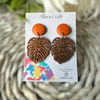 Wooden Monstera Leaf Earrings 