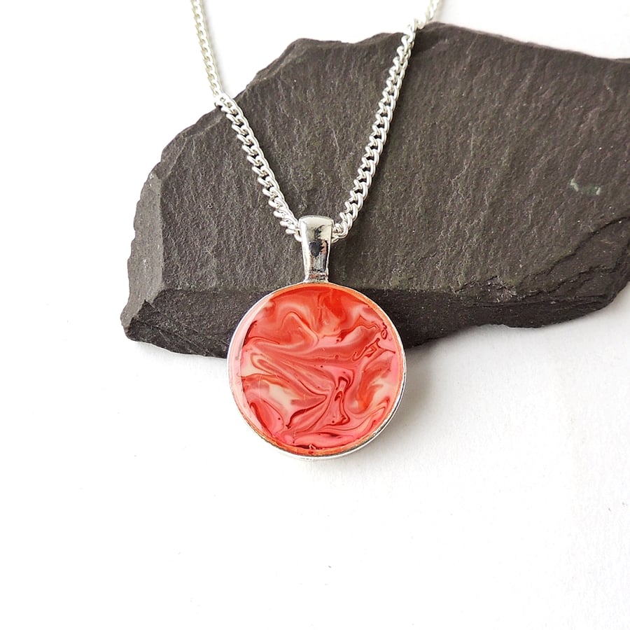 Red Pendant, 18" Chain  1457b