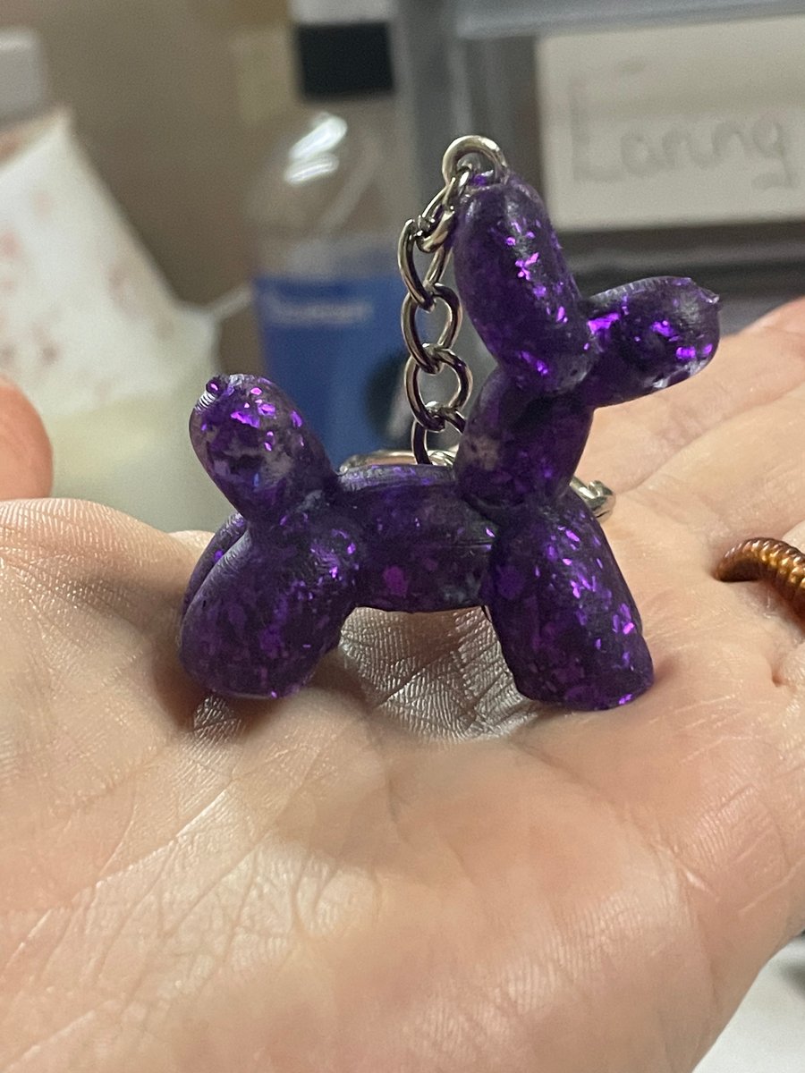 Handmade Resin Purple Balloon Dog Keyring