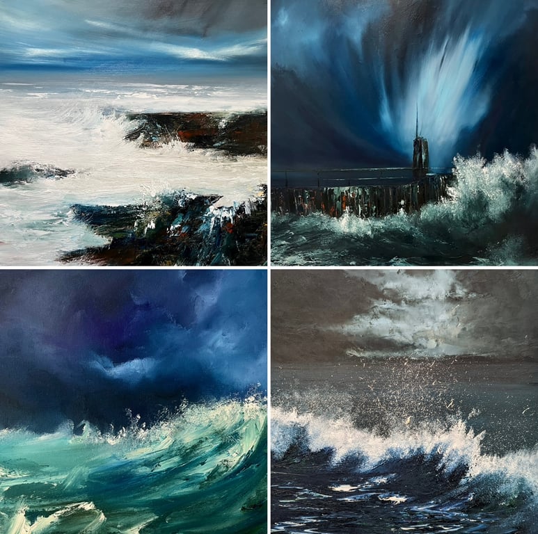 Crashing Waves Art Greetings Cards Pack 