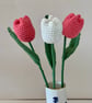  tulip mini bouquet, crochet flowers pink and cream - Image 2