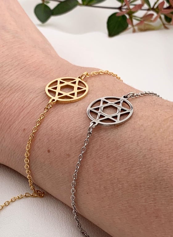 Stainless Steel Silver or Gold Jewish Star Of David Bracelet
