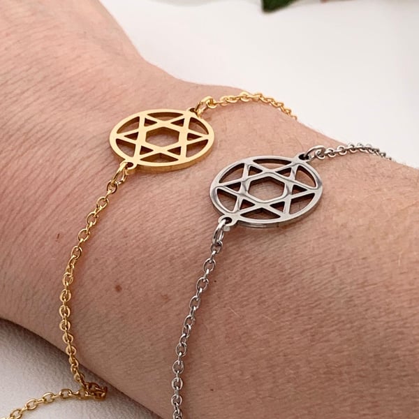 Stainless Steel Silver or Gold Jewish Star Of David Bracelet