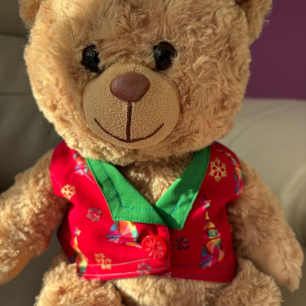 Red Christmas Tree Teddy Waistcoat 
