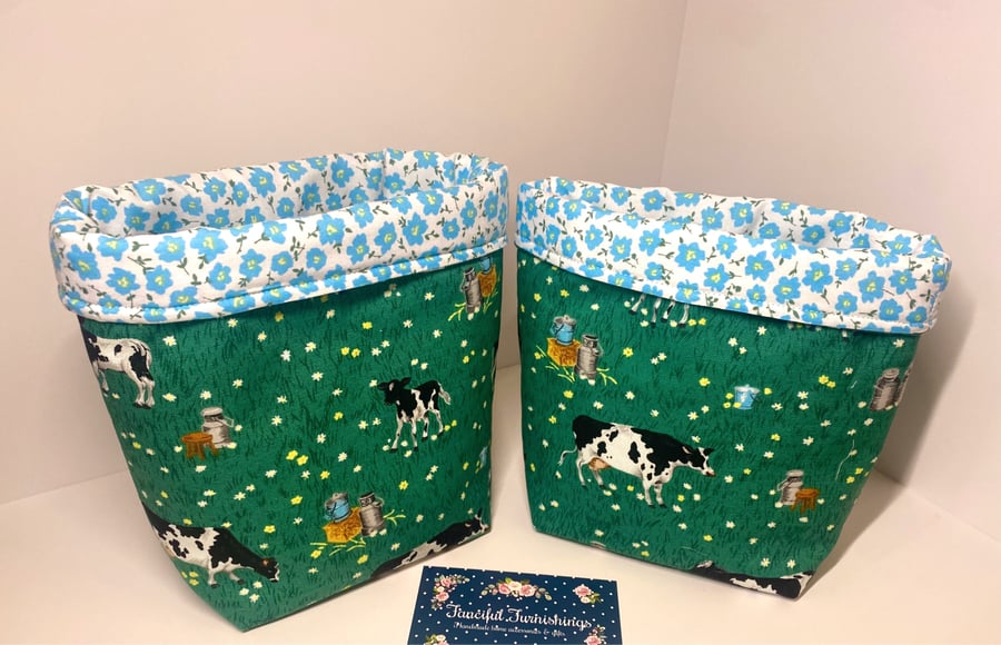Set of two fabric storage baskets 