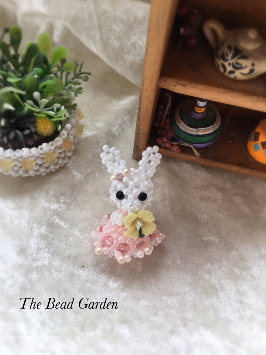 Little bunny in pink dress 