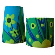BOLD 60s 70s Lime Blue Flower Las Palmas BORAS Vintage Fabric Lampshade  