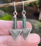 Sterling silver and African turquoise triangular earrings - Image 2