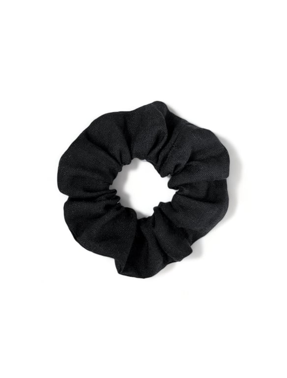 Black 100% Linen Scrunchie - Large