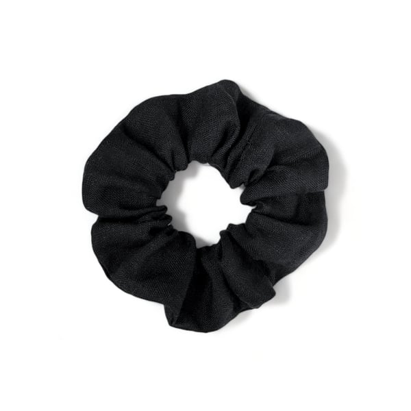 Black 100% Linen Scrunchie - Large