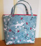 Christmas gift bag: dancing hares on blue  - Image 4