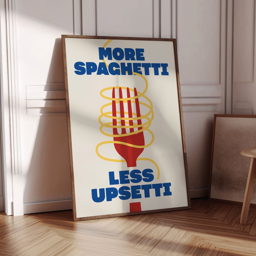 More Spaghetti Less Upsetti - Funny Kitchen Food Quote Canvas Print