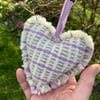 Lavender scented Heart - Lilac stripe. Handwoven in Wales
