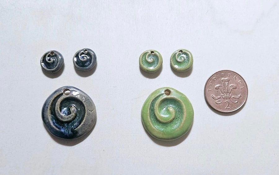 Spiral Design Pendant and Earring Beads