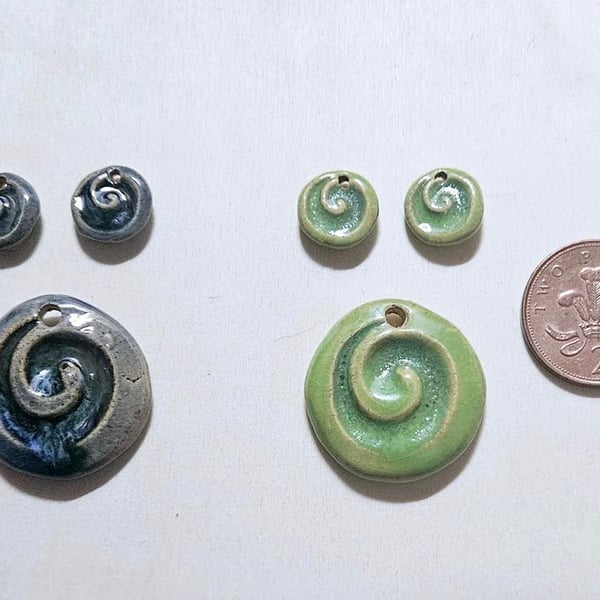 Spiral Design Pendant and Earring Beads