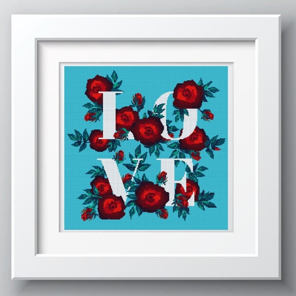 126 - Love Roses - Valentine - Cross Stitch Pattern